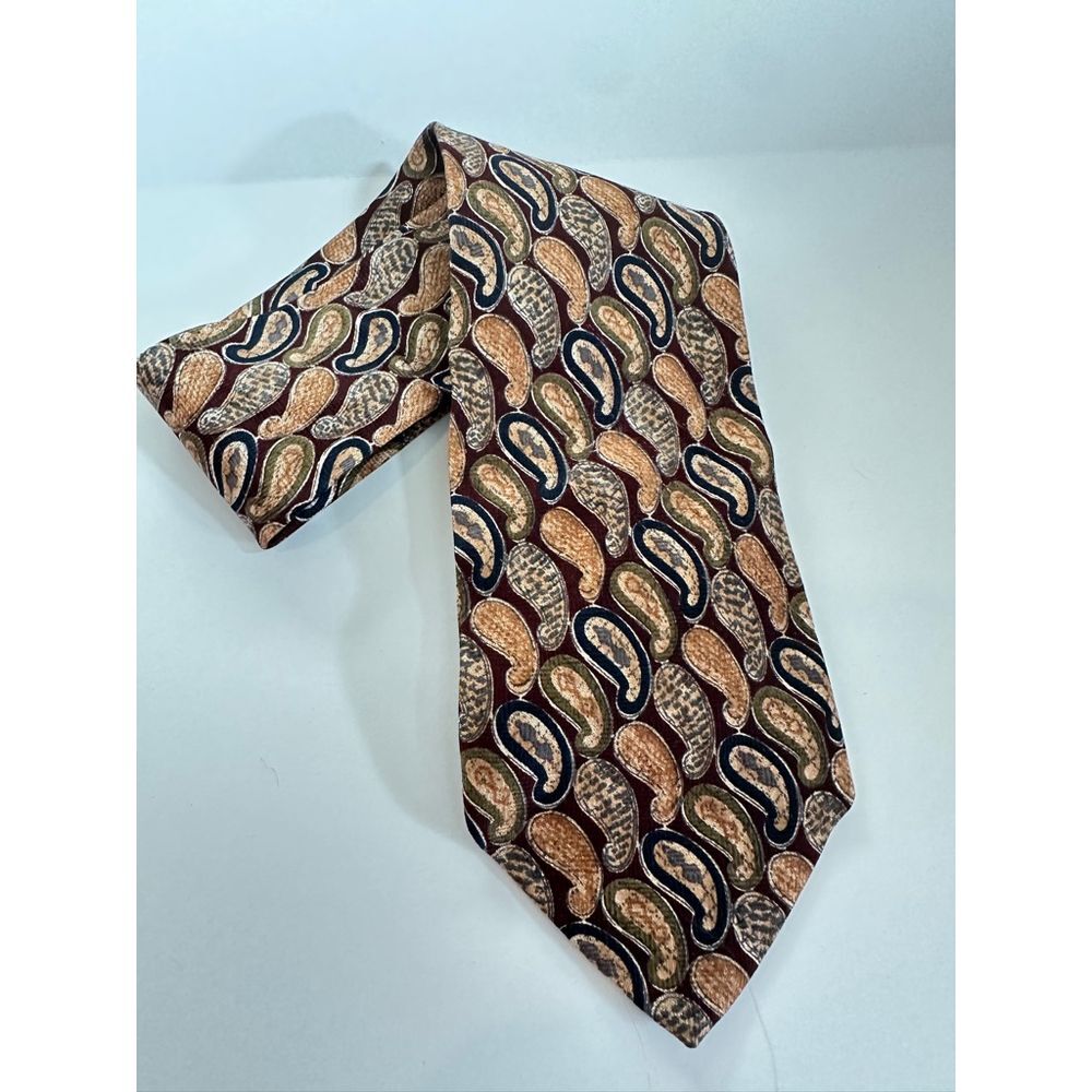 Robert Talbott Paisley Print Silk Tie Burgundy Navy‎ Olive